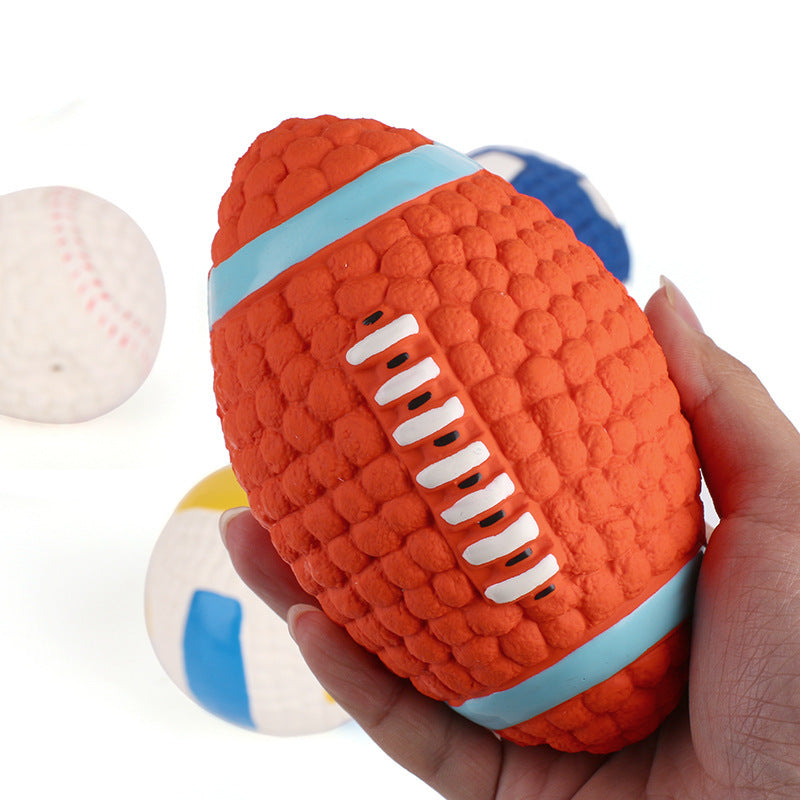 Dog toy bite-proof teeth molar latex toy ball pet interactive sound training ball pet supplies