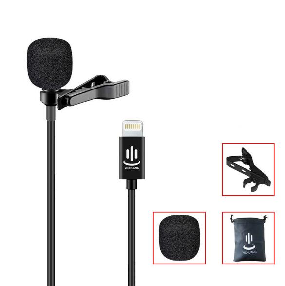 YC-LM10 II 1.5m Phone Audio Video Recording Lavalier Condenser Microphone for iPhone 11 X xr xs max 8 8plus 7 7plus 6plus / iPad