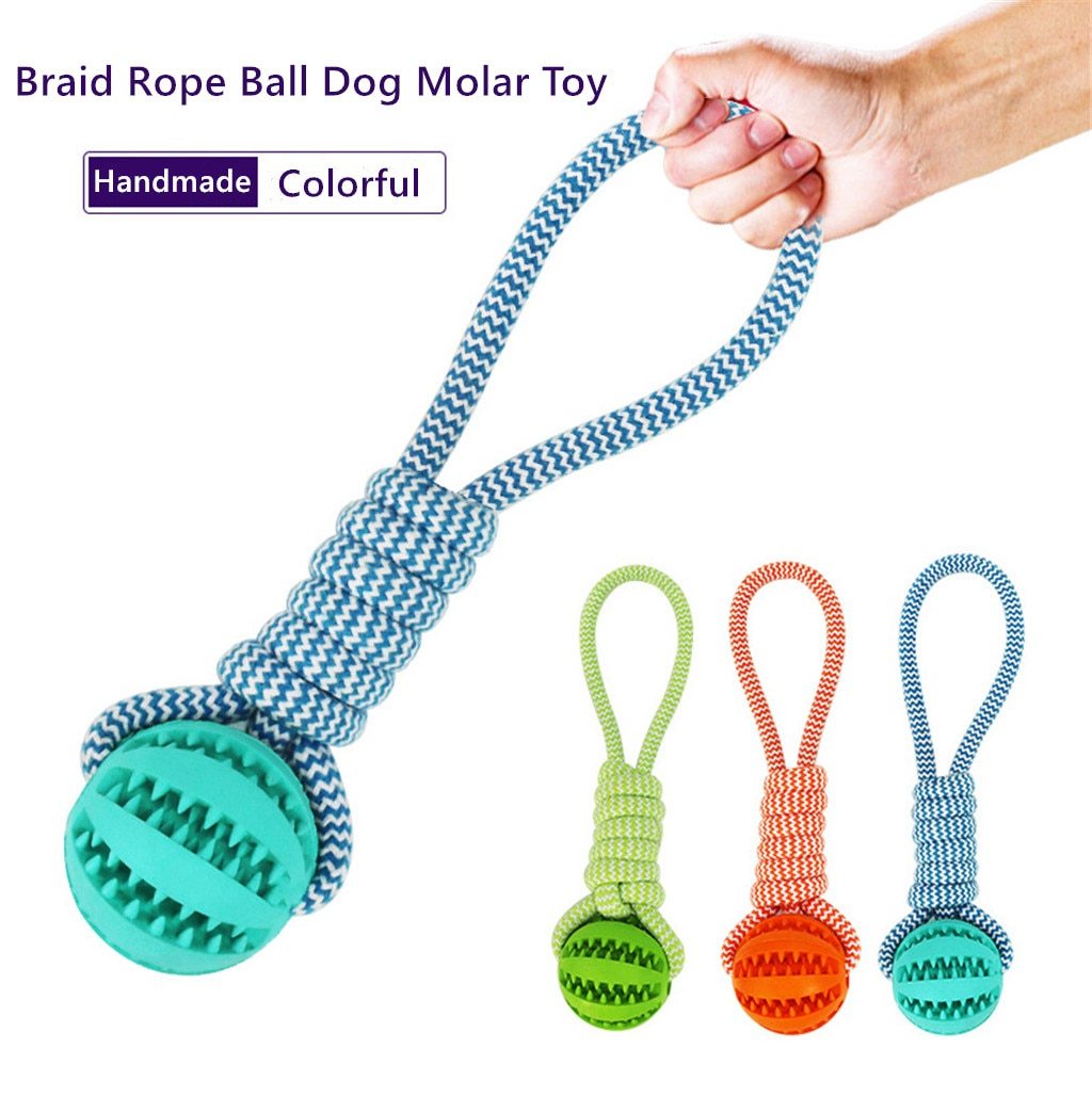 Dog Toys Balls Interactive Treat Rope Rubber Leaking Balls For Small Medium Dogs Chewing Bite Resistant Pet Tooth Cleaning