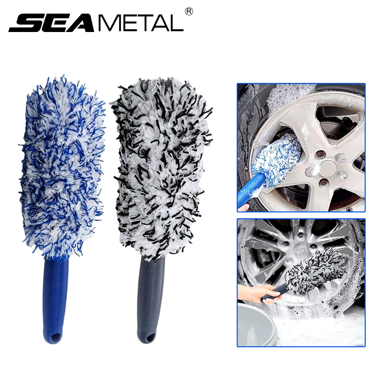 SEAMETAL Portable Plush Car Wheel and Tire Rim Cleaning Brush - Professional Detailing Tool for Dust Removal and Care