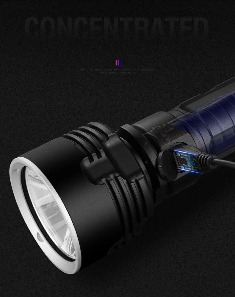 Strong Flashlight Focusing Led  Light Rechargeable Super Bright LED Outdoor Xenon Lamp