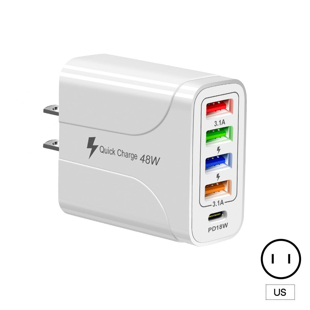 4USB+Type-C mobile phone charger PD18W 5-in-1 charging head 48W charger PD interface charger - Todd Sells Jax